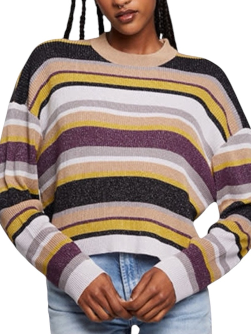CHASER Haight Striped Ramonee Pullover Lightweight Multicolor Sweater Size Large